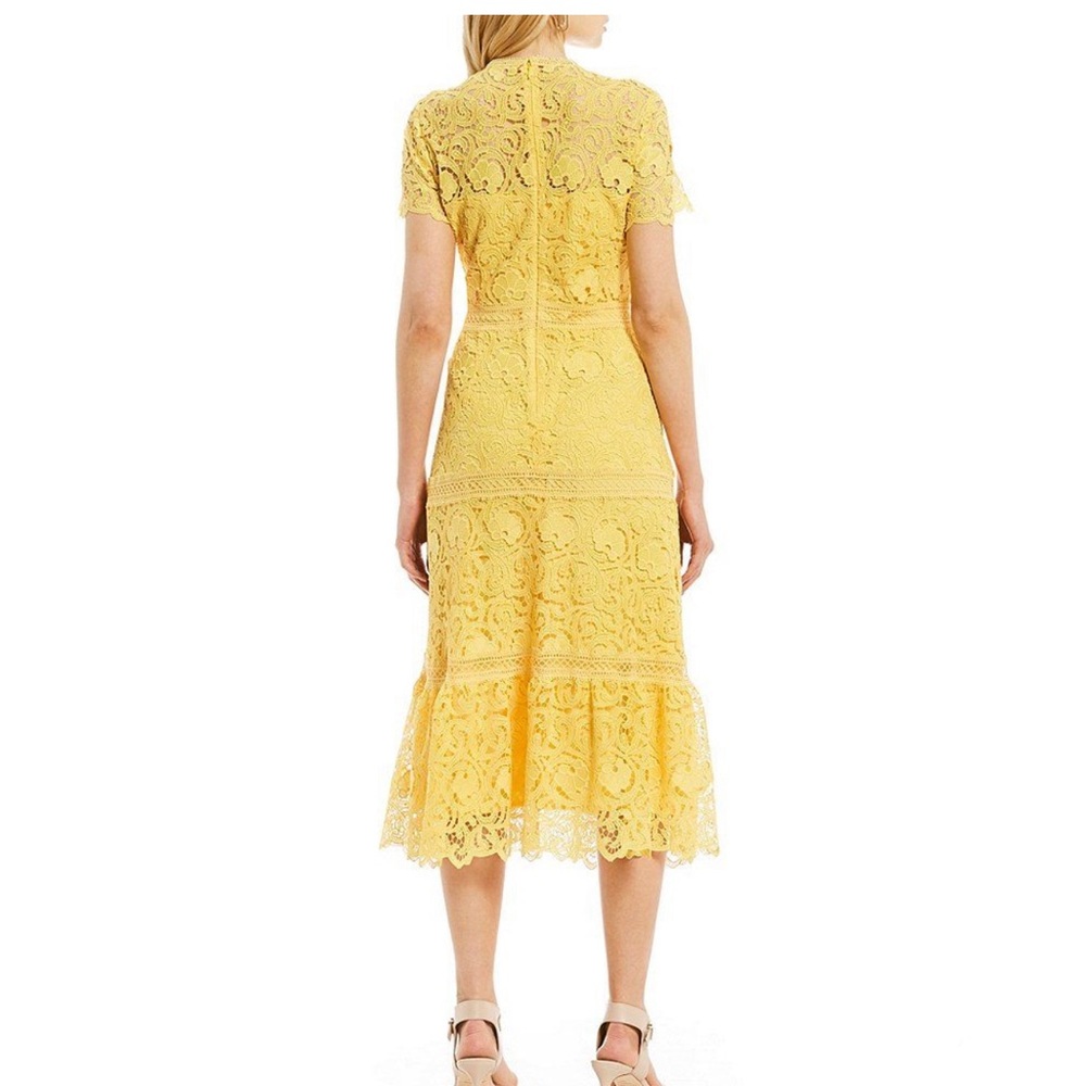 ANTONIO MELANI Yellow Lexi Lace Midi Dress - Picture 2 of 7
